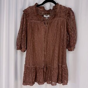 Cupio Chocolate Lace Blouse